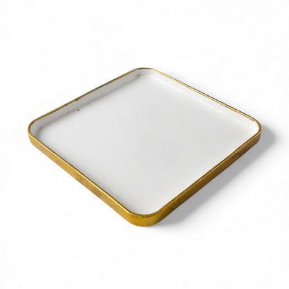 Rimmed Side Plate Gold & White