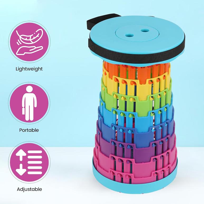 Collapsible Telescopic Folding Stool Blue