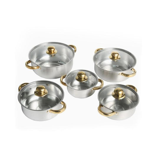 10 Piece Stainless Steel Soup Pot Set Silver