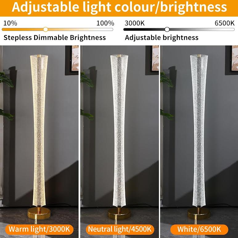 Floor Lamp with Glass Lampshade White