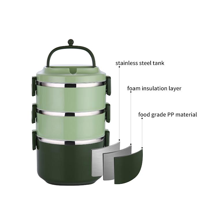Stackable 3 Tier Lunch Box Green