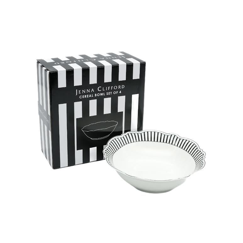 Jenna Clifford Ivory Noir 4 Piece Cereal Bowl Set Black & White