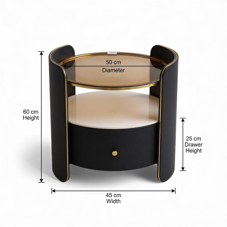 Circular Side Pedestal Black & Gold