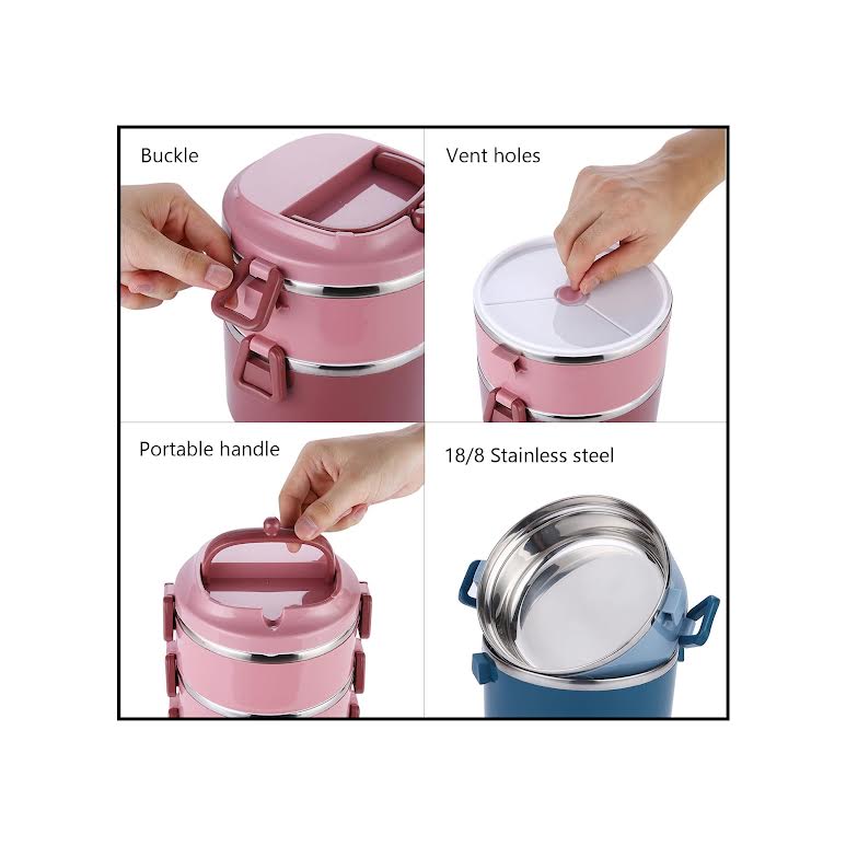 Stackable 3 Tier Lunch Box Red