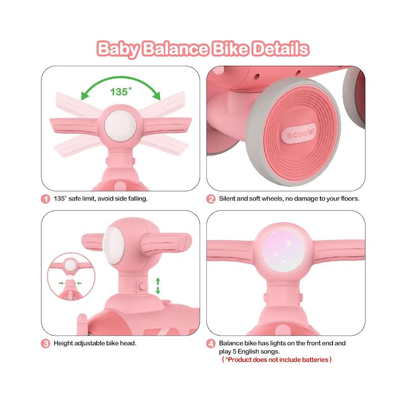 Kids Balance Scooter Pink