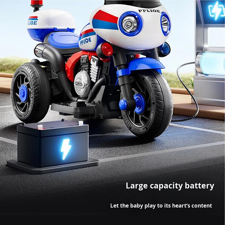 Kids Ride On & Remote Control Police Bike Multicoloured