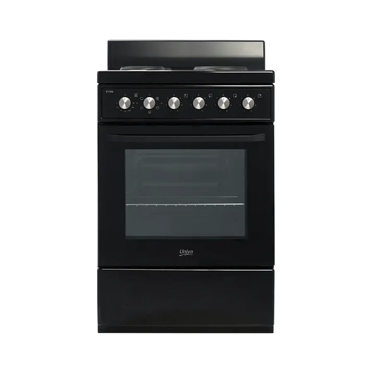 Univa 60cm 84Lt 4 Plate Front Panel Stove Black