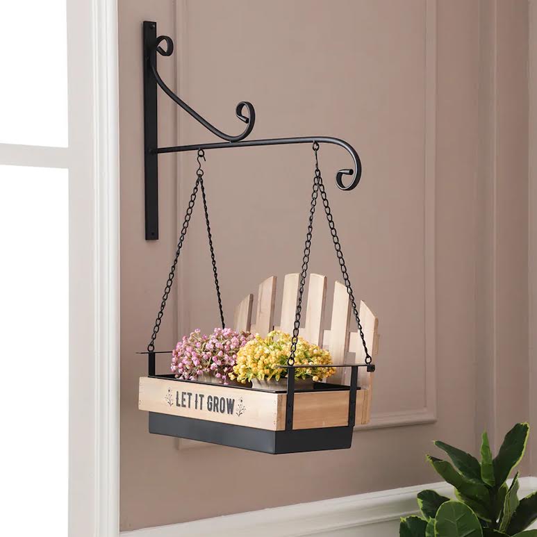 Wall Hanging Bench Planter Black