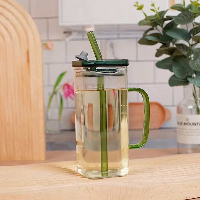 Borosilicate Glass 300ml Cup Clear & Green