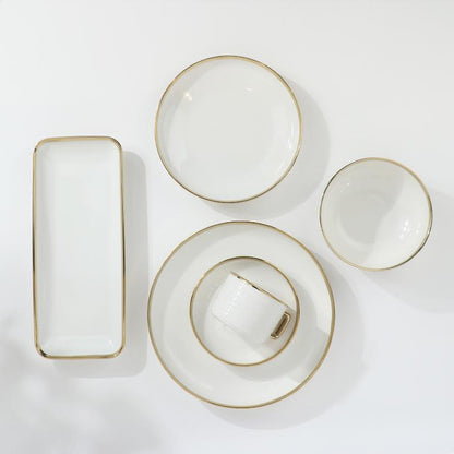 32 Piece Dinner Set Gold & White