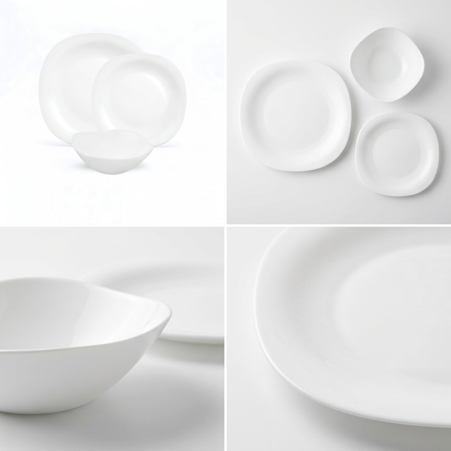 La Opala Quadra 12 Piece Dinner Set White