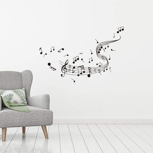 Urban Decor Music Notes DIY Removable Wall Stickers Black