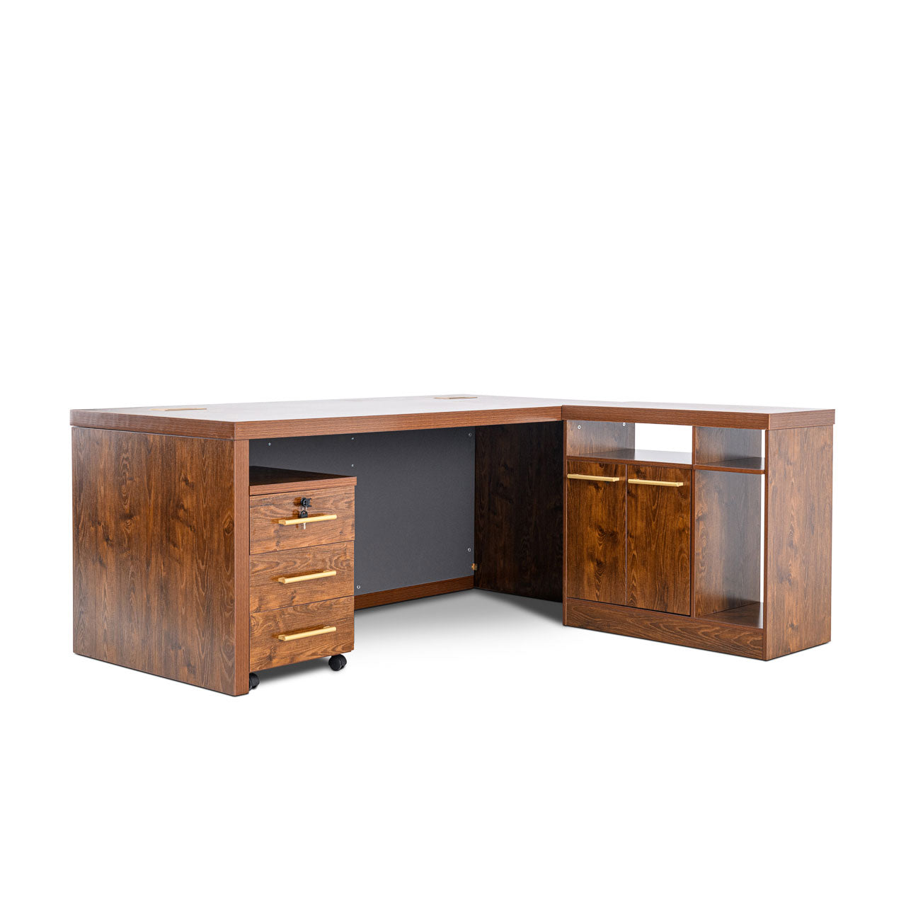 Exotic Designs Executive Walnut Office Desk 1.8m With Credenza