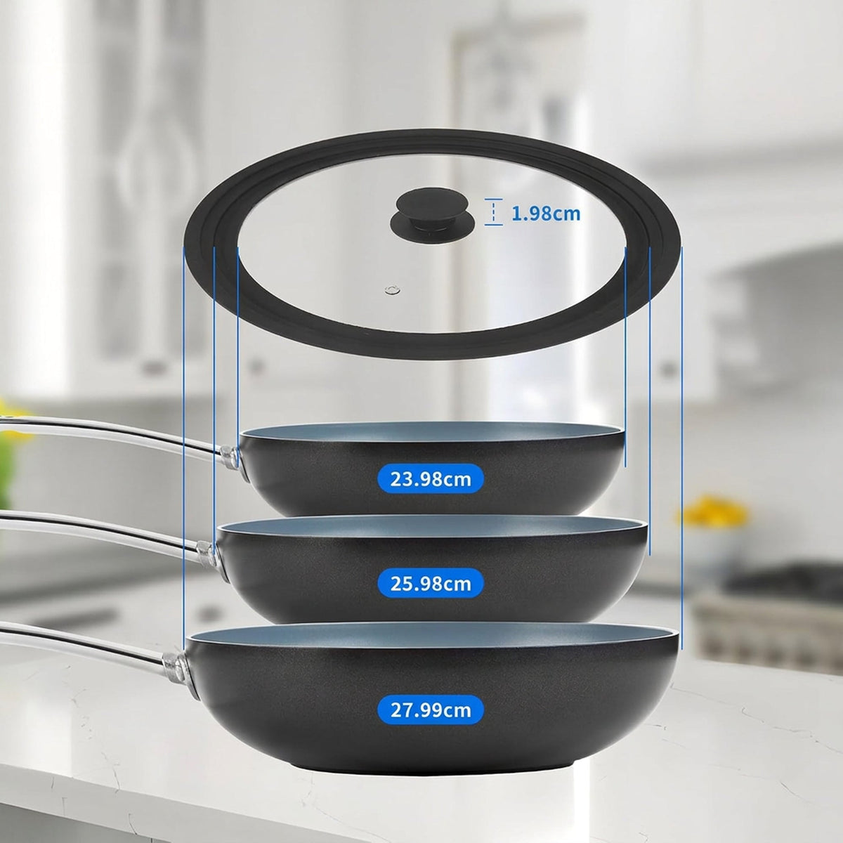 Universal Pan Lid Silicone & Tempered Glass - 24, 26 & 28cm