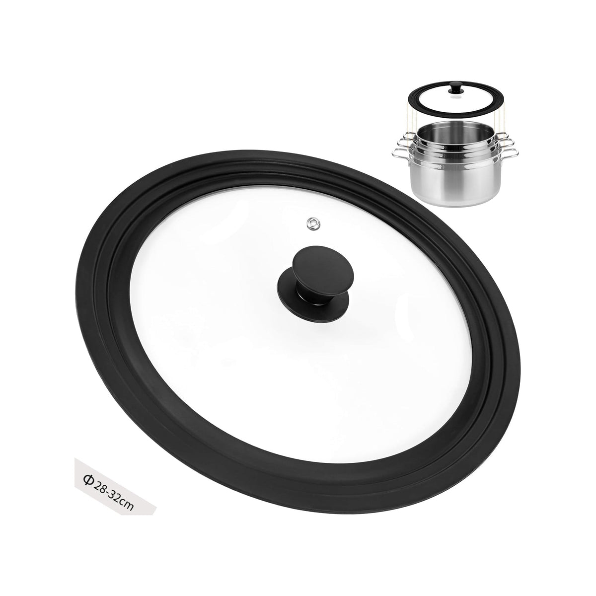 Universal Pan Lid Silicone & Tempered Glass - 28, 30 & 32cm