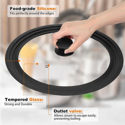 Universal Pan Lid Silicone & Tempered Glass - 28, 30 & 32cm