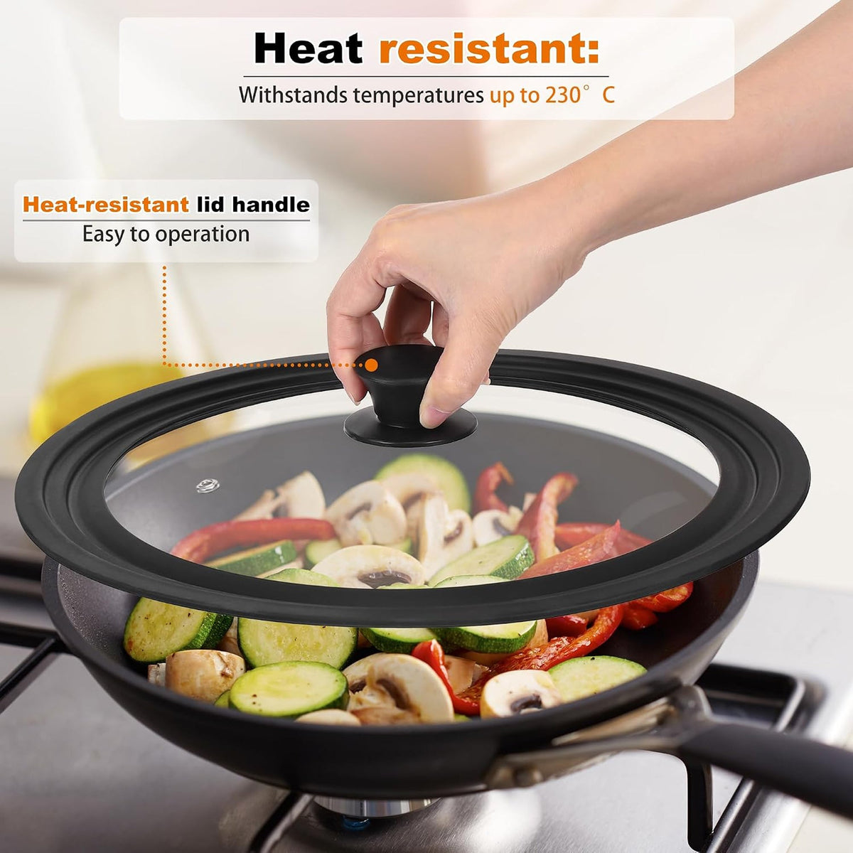 Universal Pan Lid Silicone & Tempered Glass - 28, 30 & 32cm