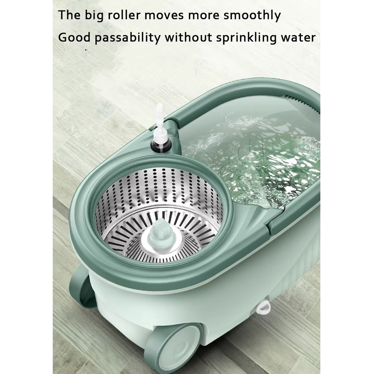 Rotating Spin Mop & Bucket with 2 Mop Heads - Green
