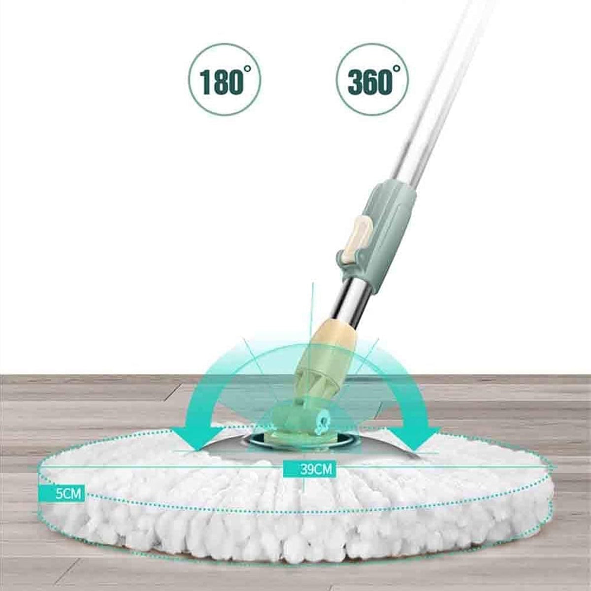 Rotating Spin Mop & Bucket with 2 Mop Heads - Green