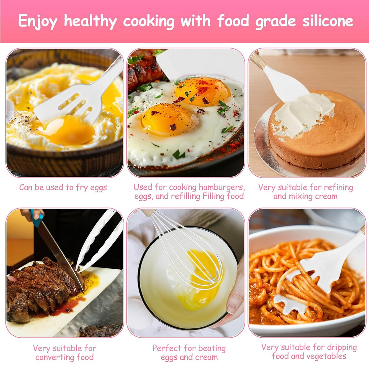12 Piece Silicone Kitchen Utensil Set with Holder - White
