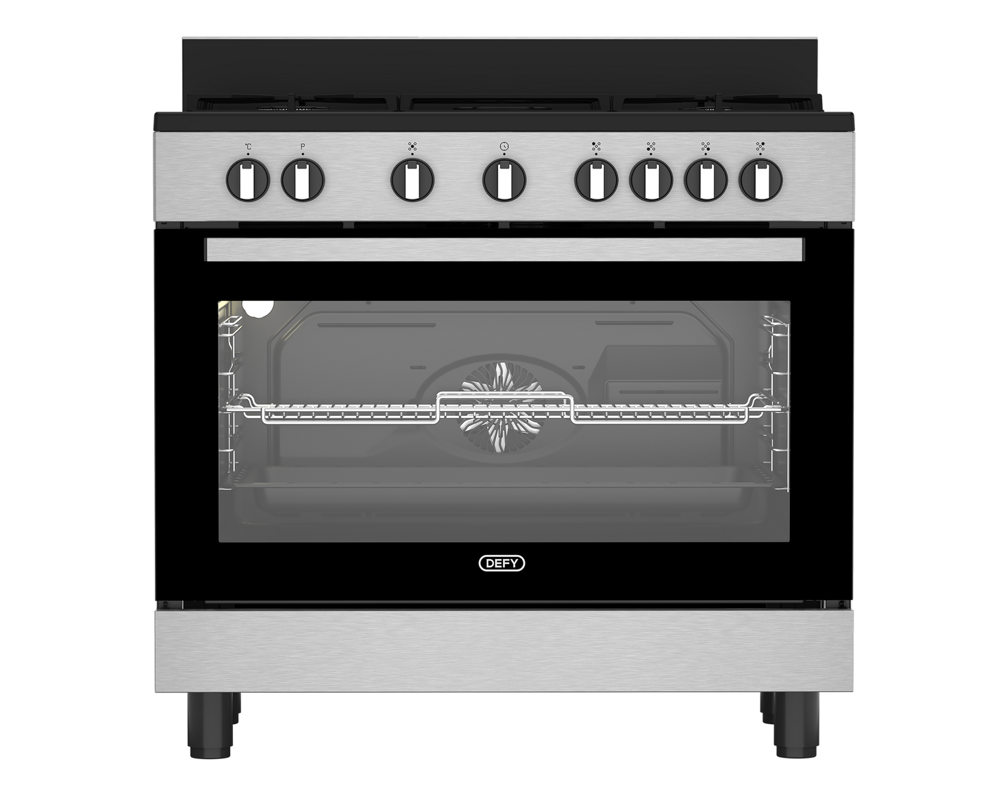 Defy 90cm Gas Electric Range Cooker Thermofan+ Black & Inox