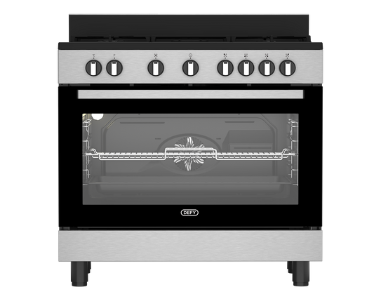 Defy 90cm Gas Electric Range Cooker Thermofan+ Black & Inox