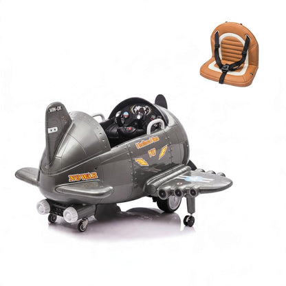 Kids Electric Ride-On Plane Toy - Silver