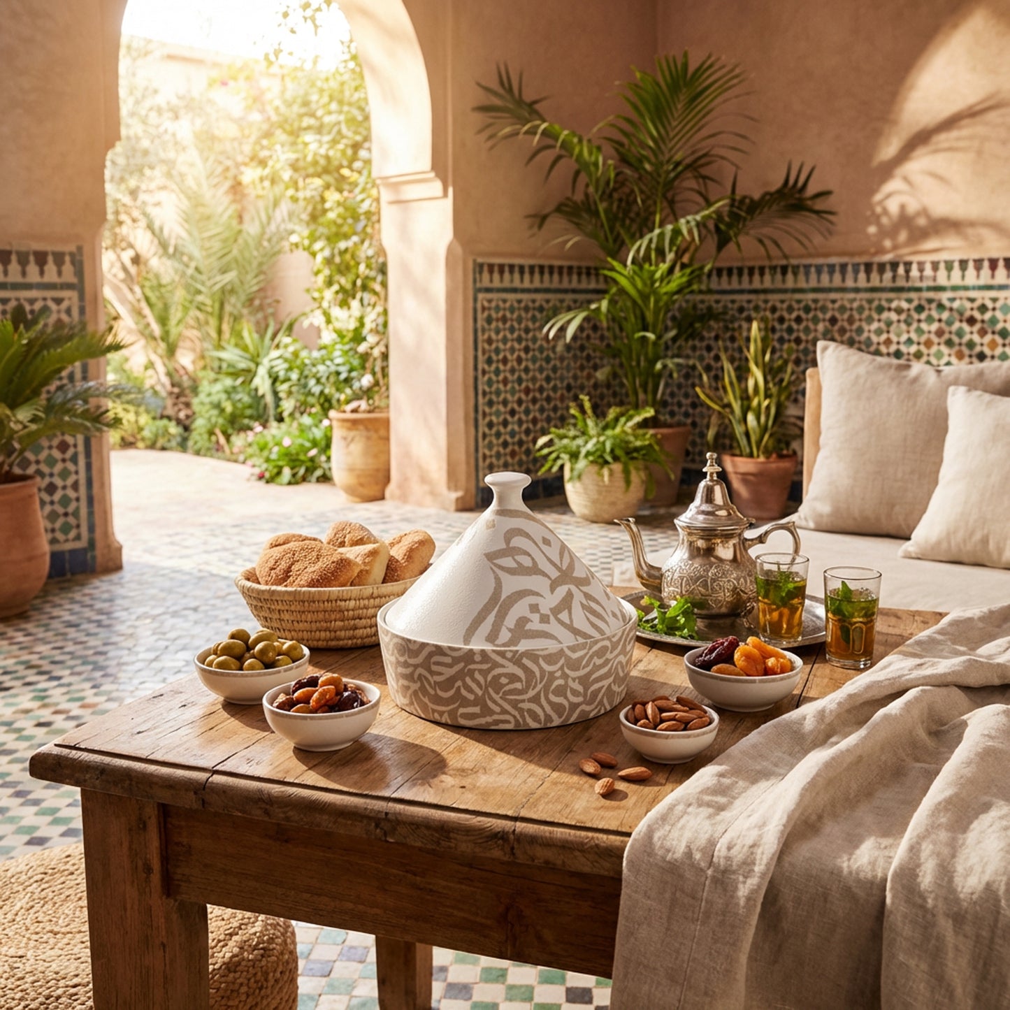 23cm Calligraphy Tagine Dish White