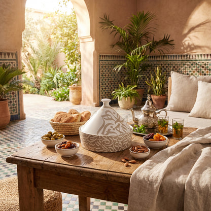 23cm Calligraphy Tagine Dish White