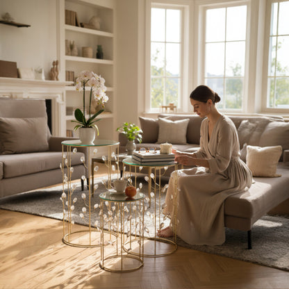 The Venice 3 Piece Coffee Table Set Gold