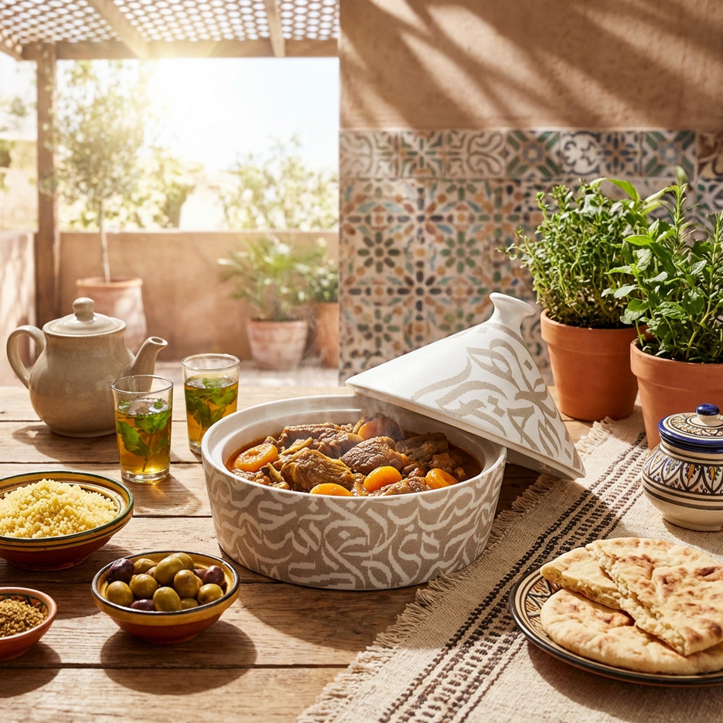 23cm Calligraphy Tagine Dish White