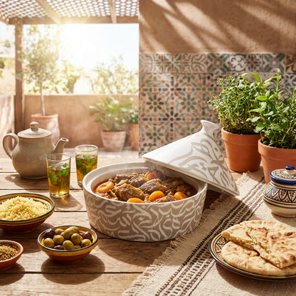 23cm Calligraphy Tagine Dish White