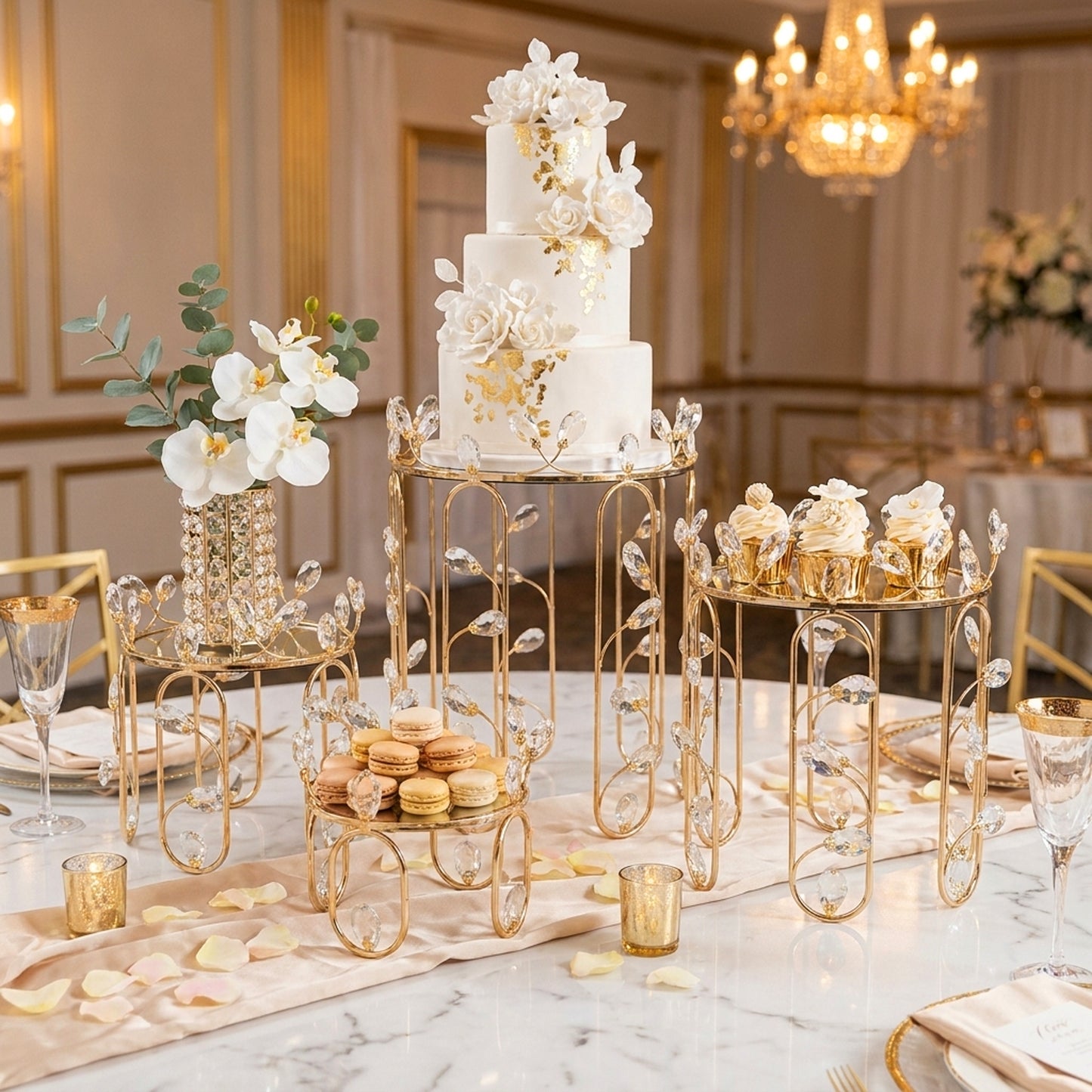 4 Piece Cake Stand Set Gold