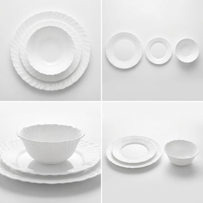 La Opala Classique Plain White 12 Piece Dinner Set White