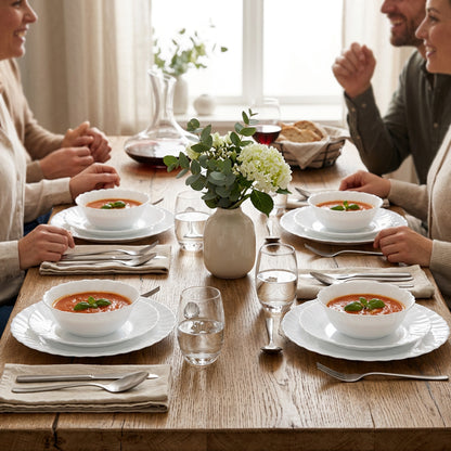 La Opala Classique Plain White 12 Piece Dinner Set White