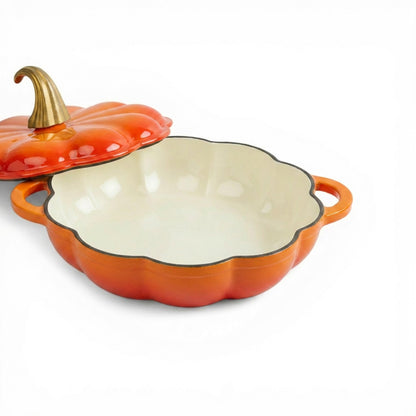 CH 26cm Cast Iron Pumpkin Saucepan Orange