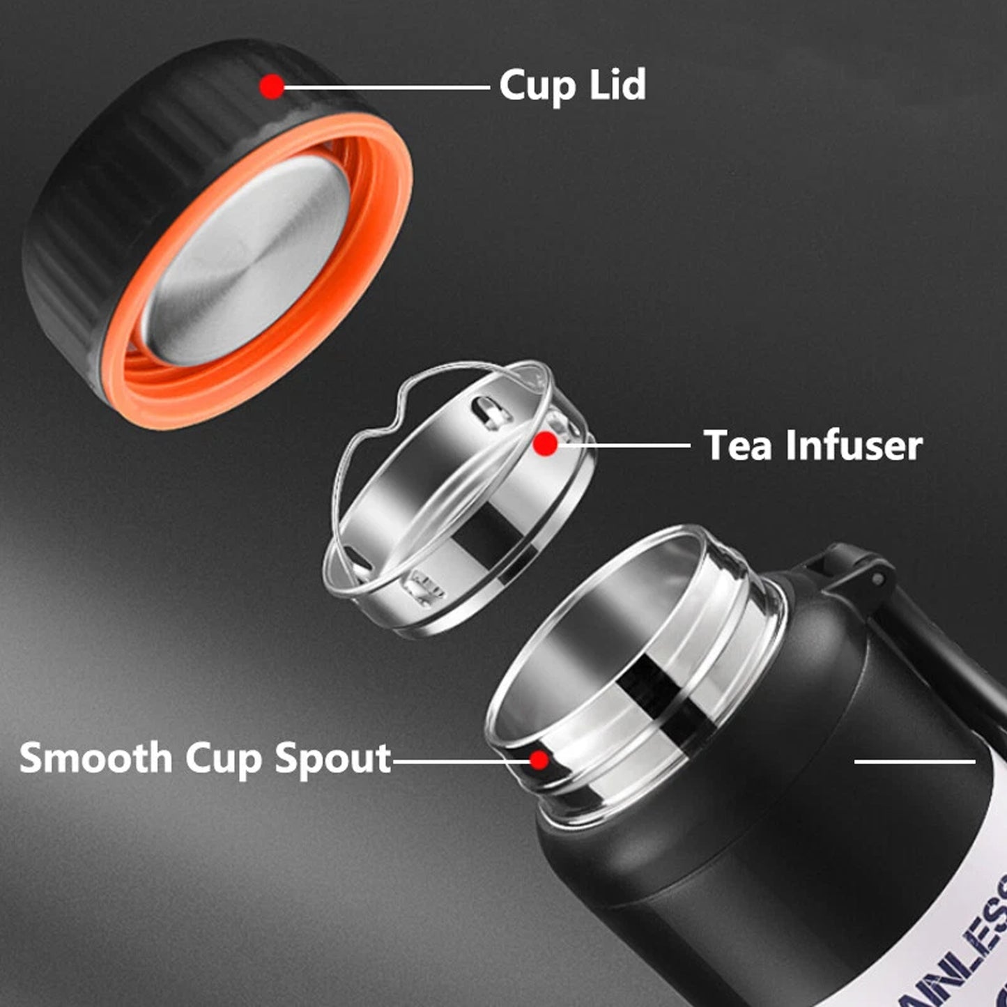 Kitchen Life Insulated Stainless Steel Sports Fitness Portable Water Bottle Black