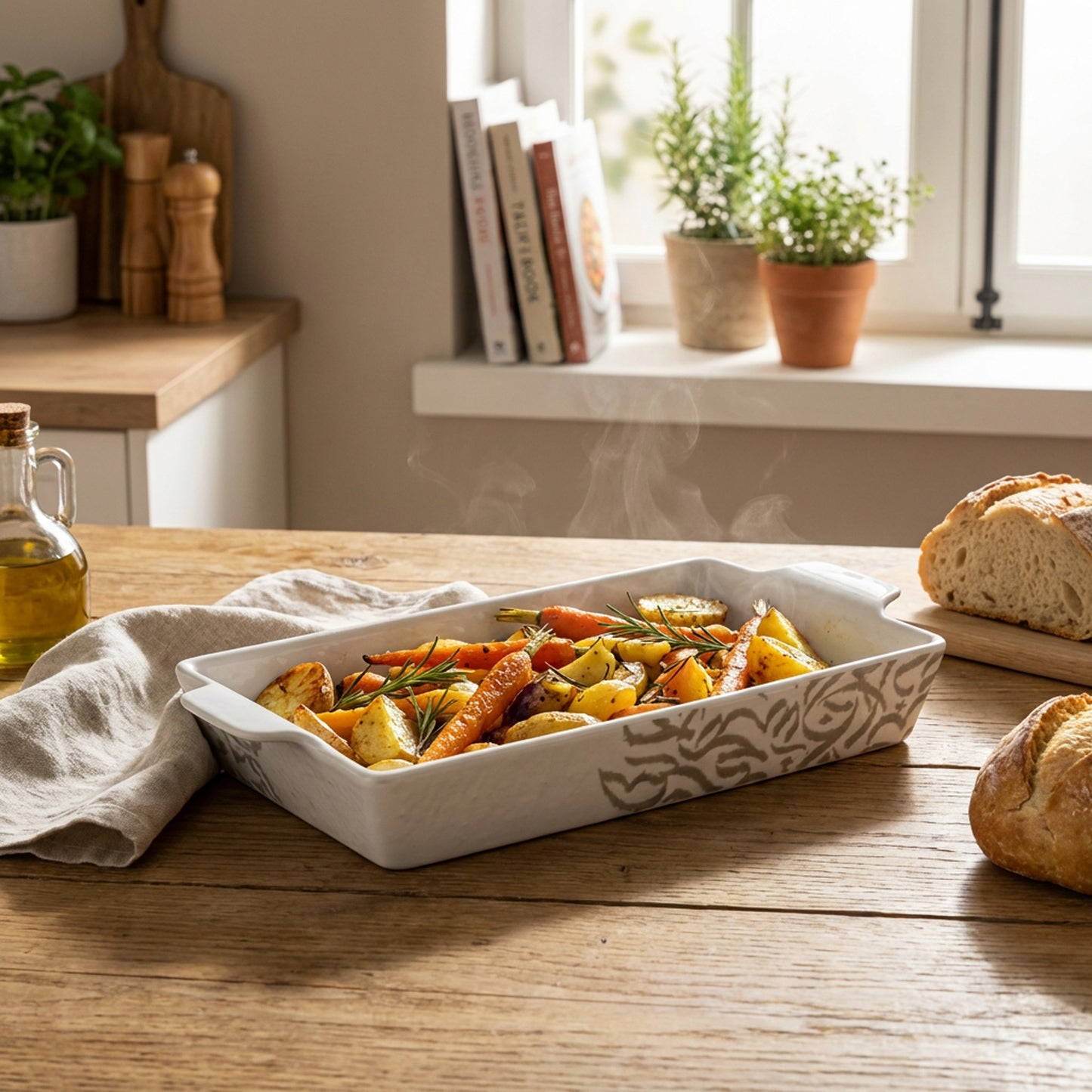 36.5cm Calligraphy Casserole White