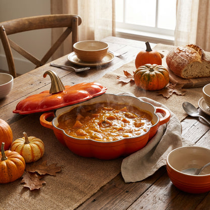 CH 26cm Cast Iron Pumpkin Saucepan Orange