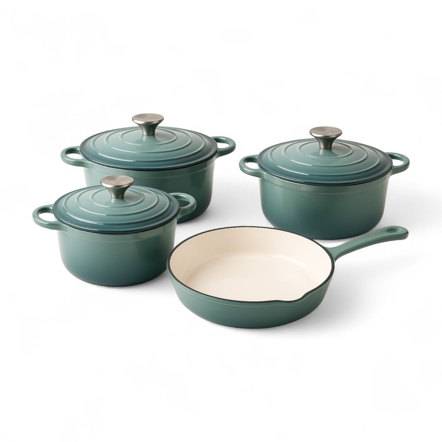 CH 7 Piece Cast Iron Pot Set Sea Salt