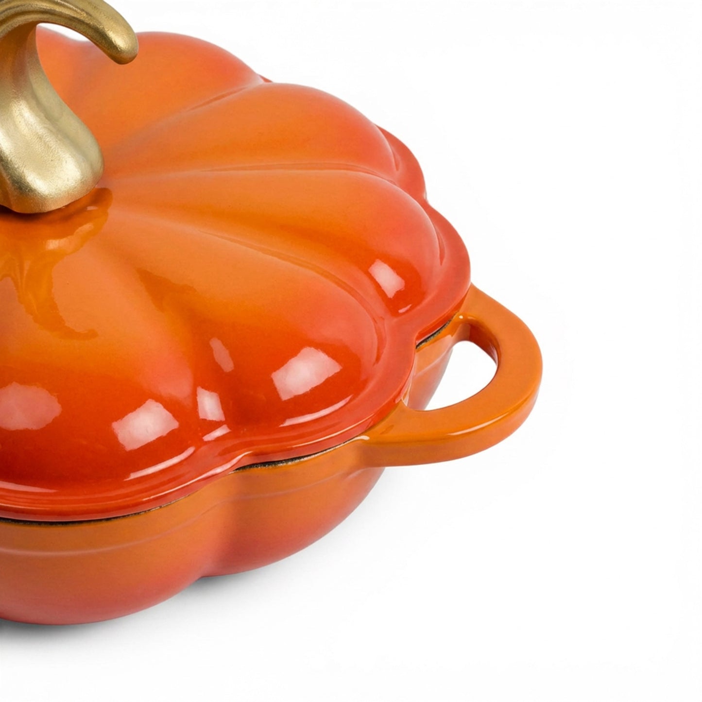 CH 26cm Cast Iron Pumpkin Saucepan Orange