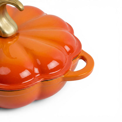 CH 26cm Cast Iron Pumpkin Saucepan Orange