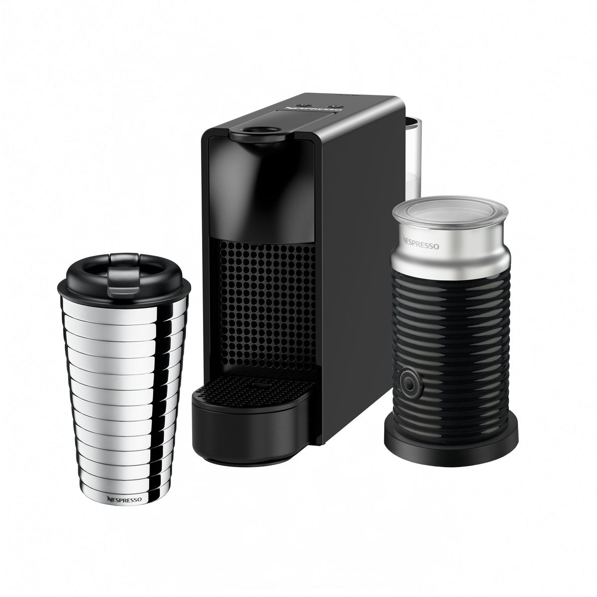 Nespresso Essenza Mini Piano Black + Aeroccino 3 + Free Touch Travel Mug