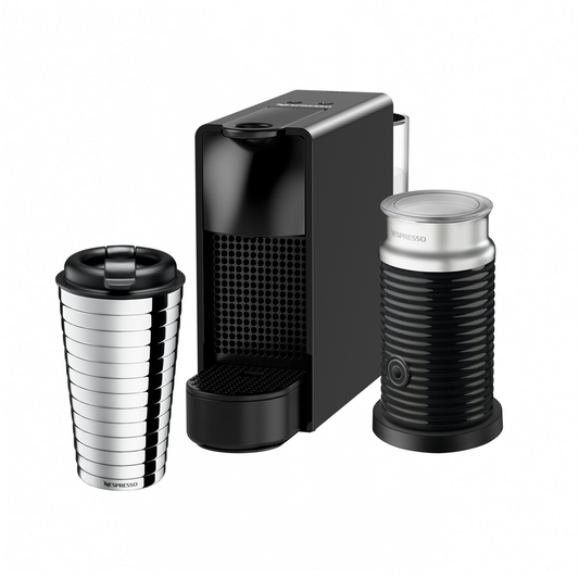 Nespresso Essenza Mini Piano Black + Aeroccino 3 + Free Touch Travel Mug