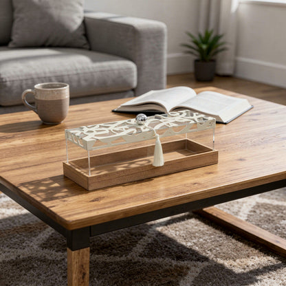 Calligraphy Design Medium Wooden Serving Tray Clear
