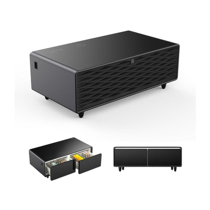 Smart Coffee Table with Dual Fridge, Bluetooth Speakers & Wireless Charging - Black