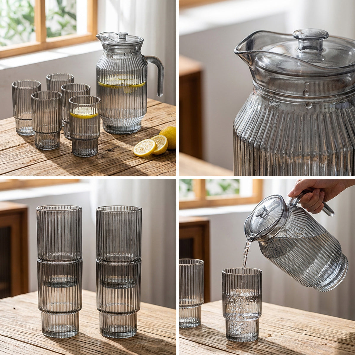 7 Piece Glassware Set Grey