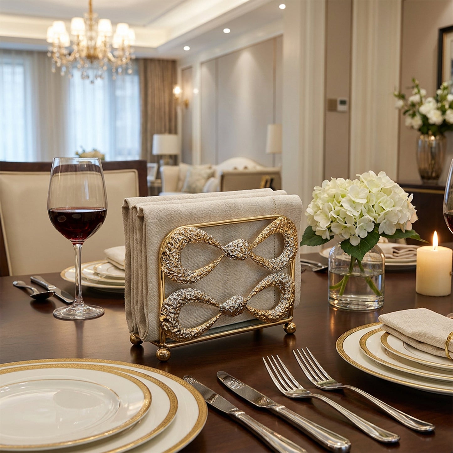 Bow Design Napkin Holder Gold