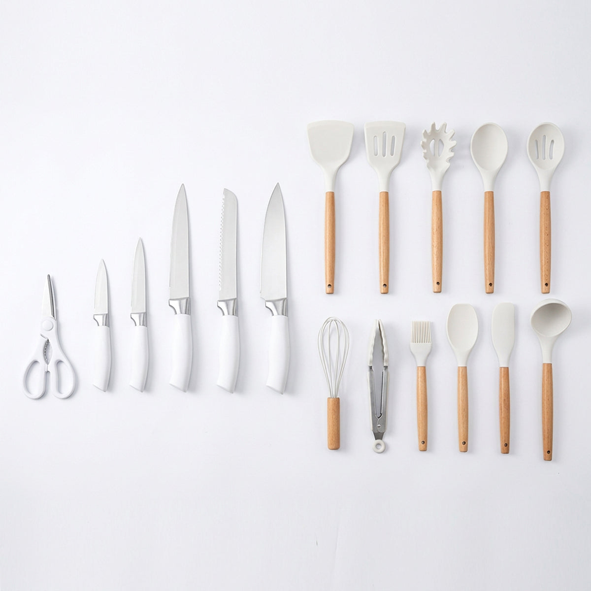 CH 18 Piece Silicone Kitchen Utensil Set - White