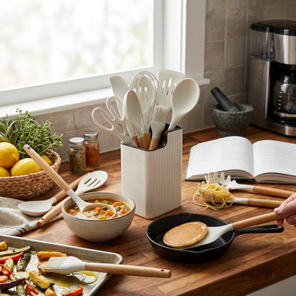 CH 18 Piece Silicone Kitchen Utensil Set - White